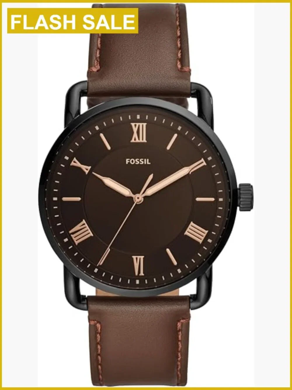 Men's Quartz Stainless Steel & Leather Watch with Roman Numerals
